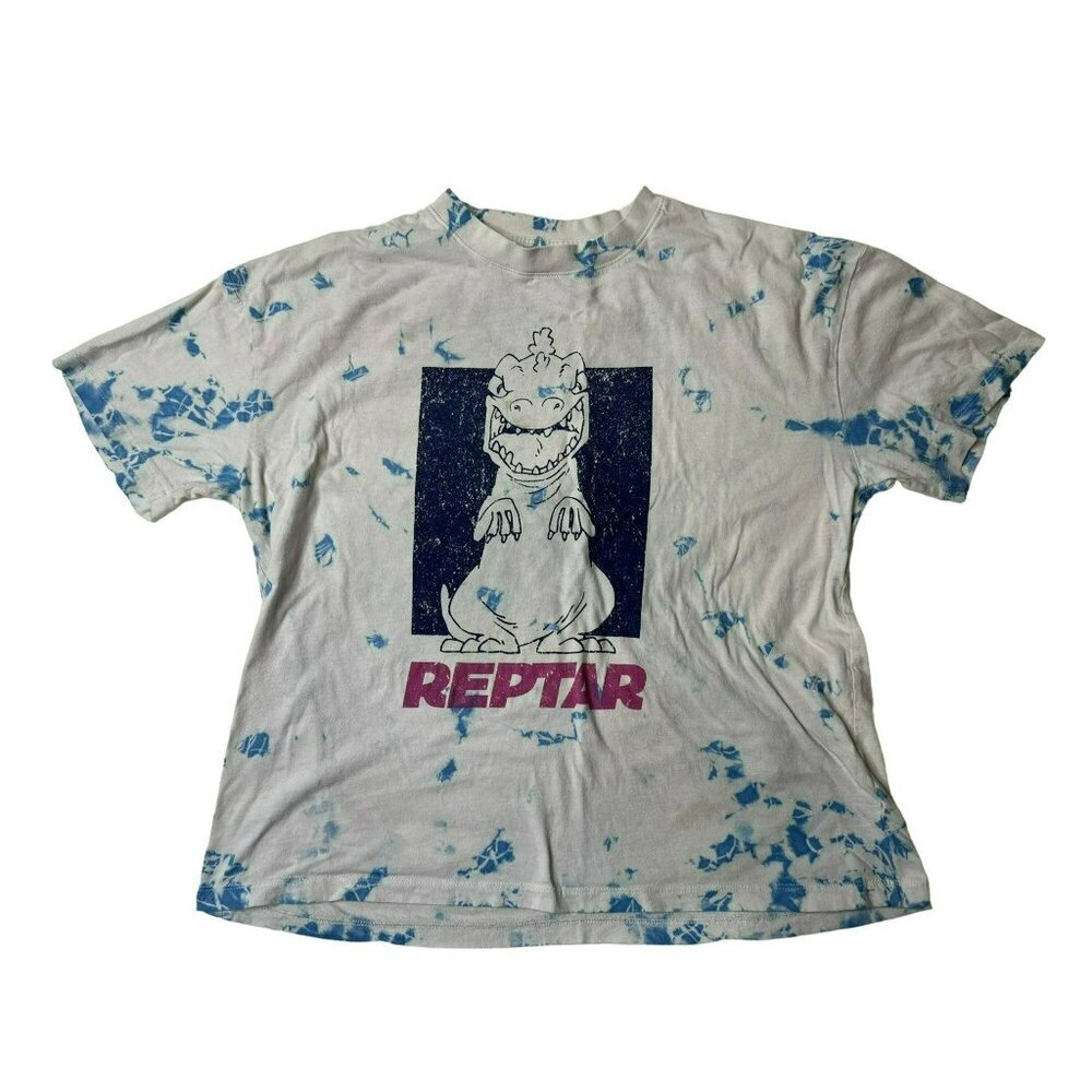 Nickelodeon Rugrats Reptar Dino Unisex Medium Tie Dye Oversized Crewneck T-Shirt